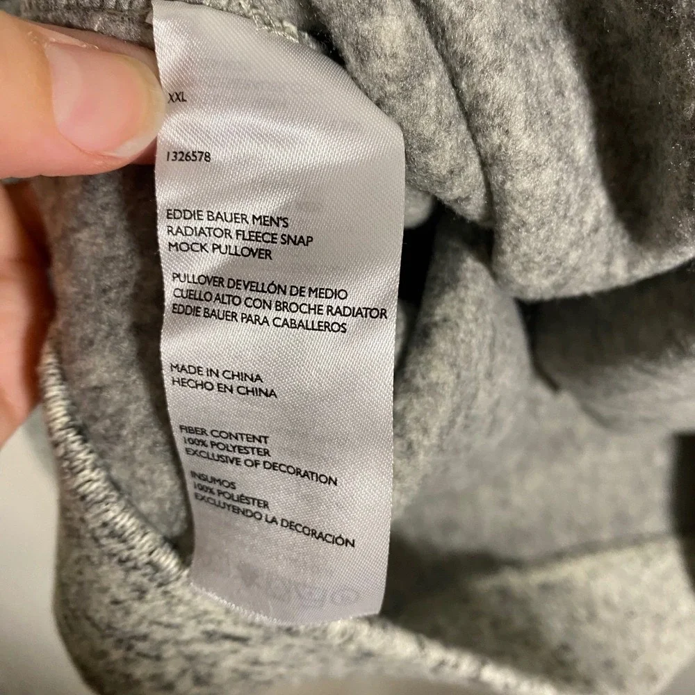 Eddie Bauer Men's Radiator Fleece Snap Mock Pullover Sweater XXL Gray Heather - Picture 7 of 13